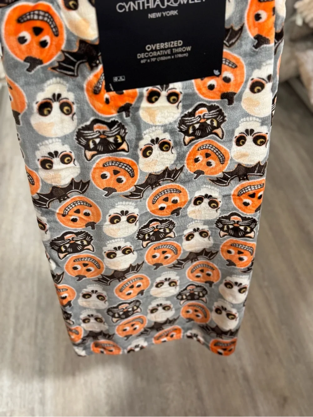 Cynthia Rowley Gray & Orange Halloween Oversized Decorative Throw
